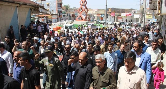 حضور مردم و مسئولین مسجدسلیمان در راهپیمایی روز قدس